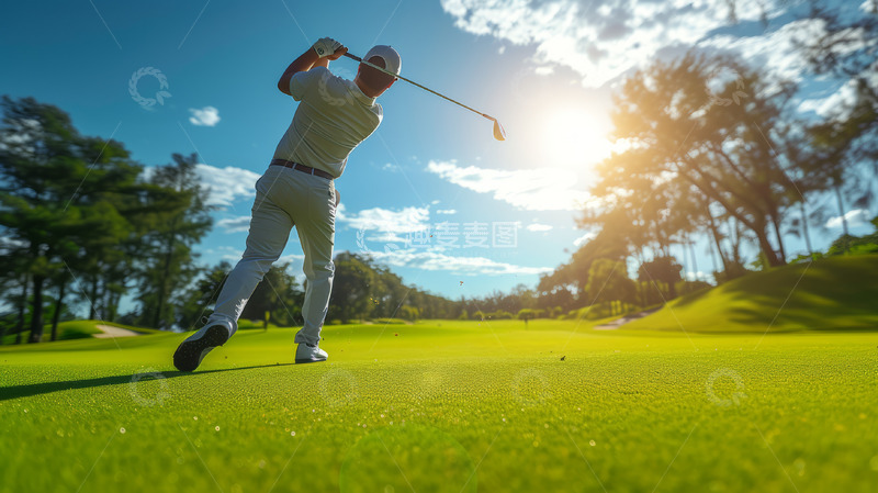高清大图下载【趣麦麦图】白天在蓝天下玩高尔夫的人