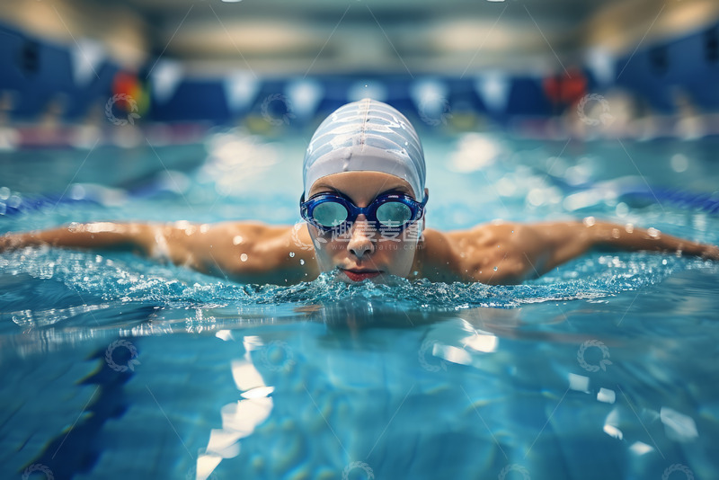 高清大图下载【趣麦麦图】水中戴泳镜游泳的人