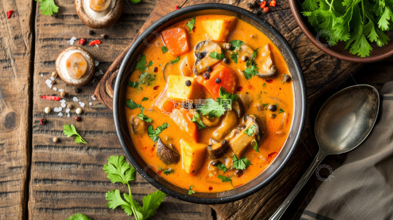 高清大图下载【趣麦麦图】蘑菇胡萝卜汤