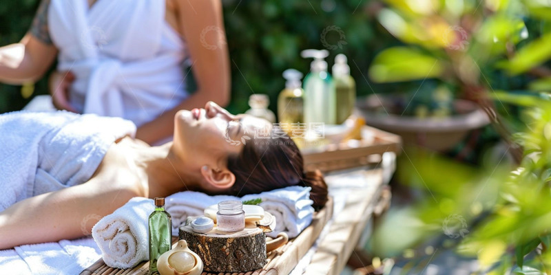 高清大图下载【趣麦麦图】阳光下做美容按摩的人物