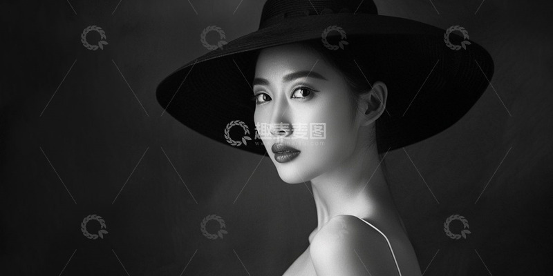 高清大图下载【趣麦麦图】时尚模特黑白风格杂志拍摄