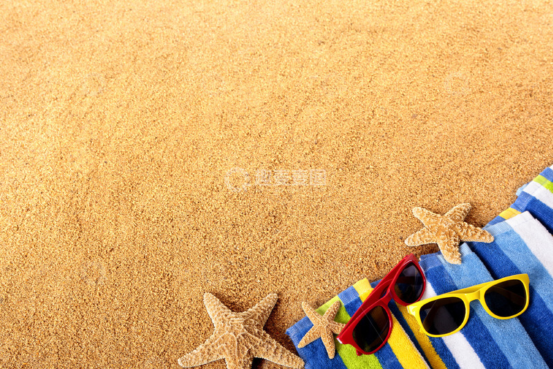 高清大图下载【趣麦麦图】夏季度假海星沙滩巾