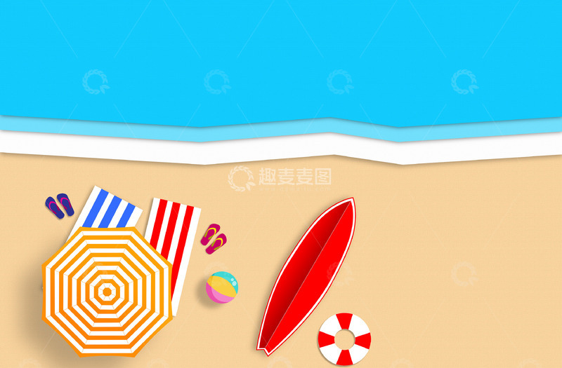 高清大图下载【趣麦麦图】夏季沙滩海洋放松度假场景