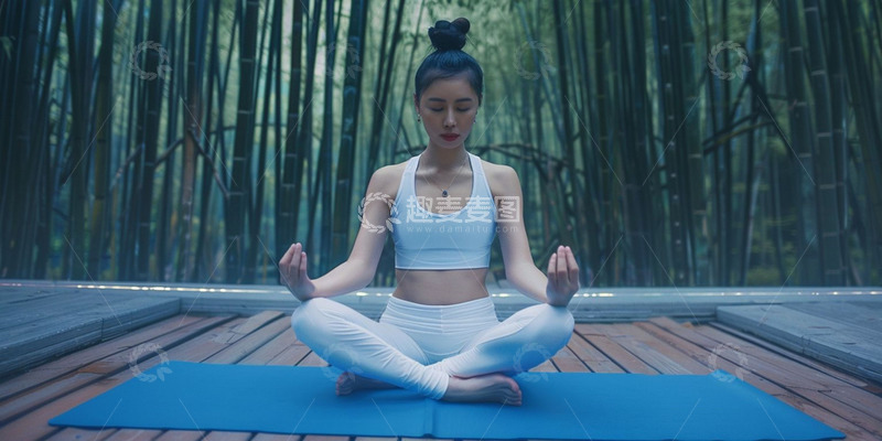 高清大图下载【趣麦麦图】竹林中做瑜伽的女生