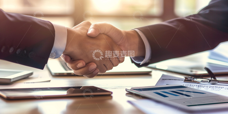 高清大图下载【趣麦麦图】实拍商务人员握手场景