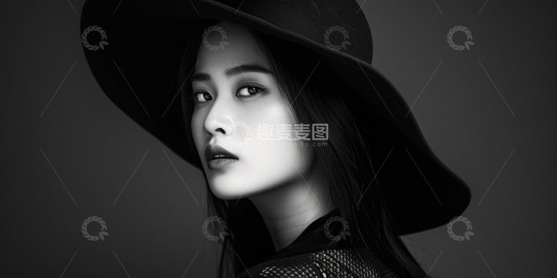 高清大图下载【趣麦麦图】黑白杂志封面模特