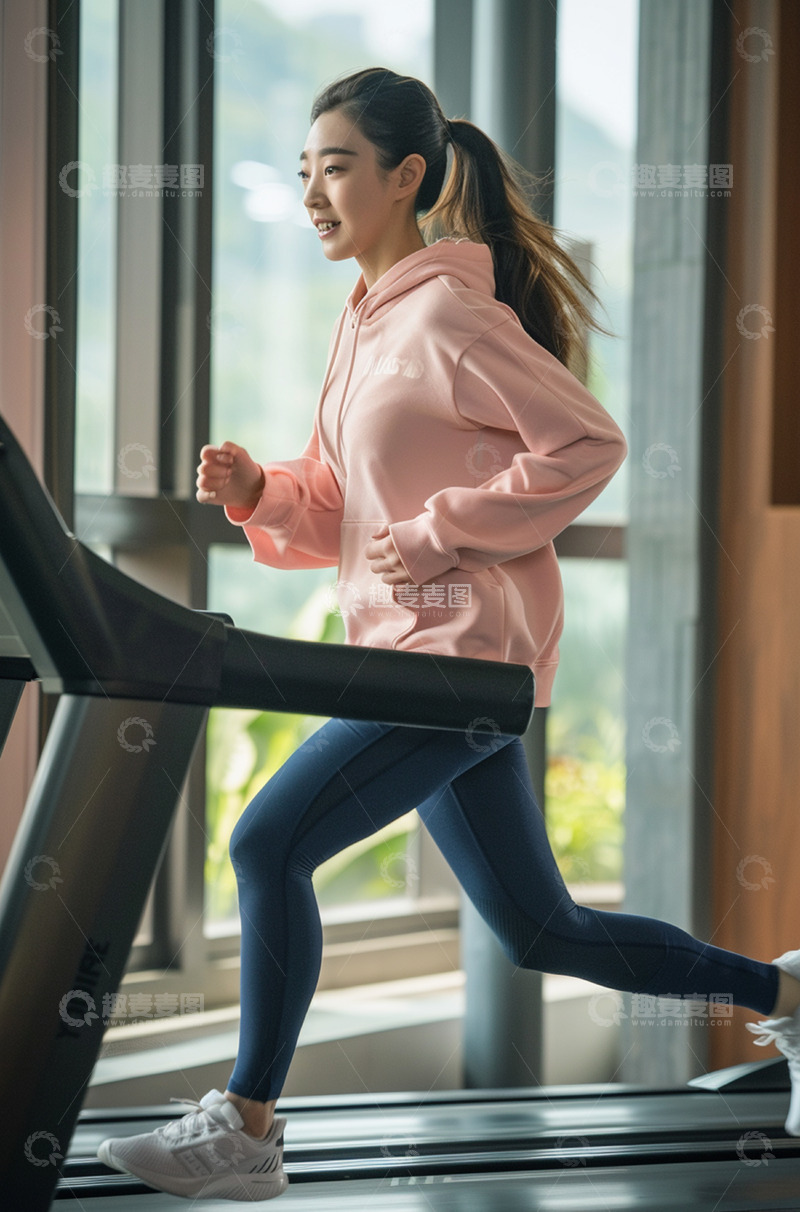 高清大图下载【趣麦麦图】跑步机运动女性