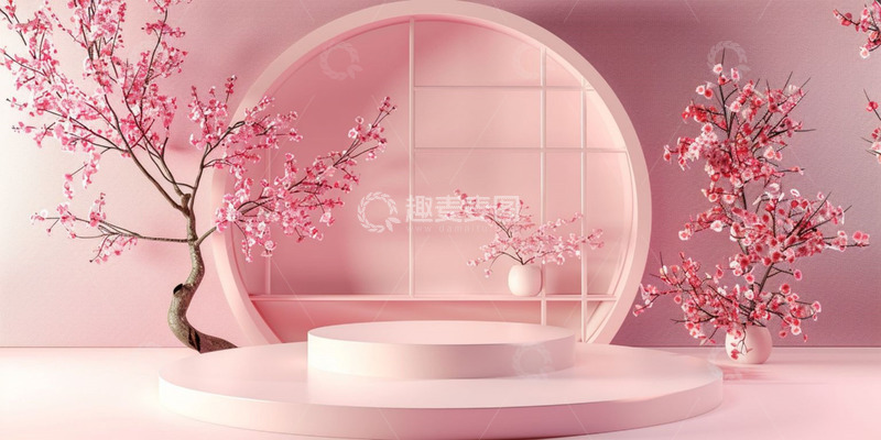 高清大图下载【趣麦麦图】粉色装饰室内电商展台