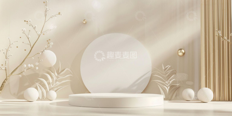高清大图下载【趣麦麦图】白色圆形电商展台