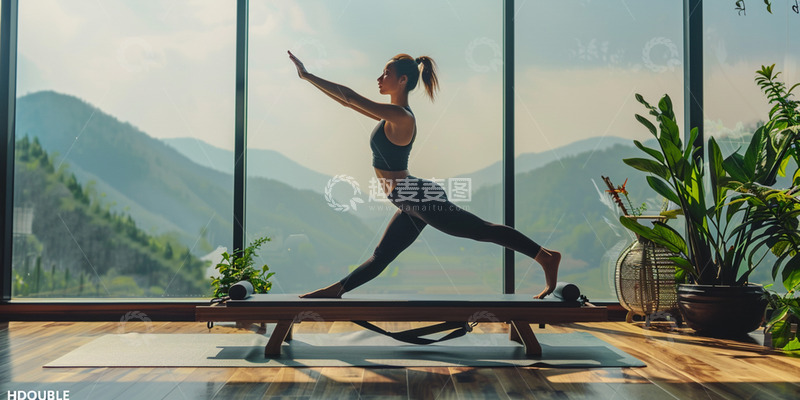 高清大图下载【趣麦麦图】室内瑜伽锻炼人物