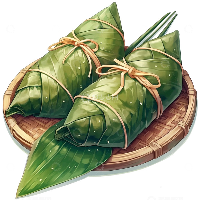 高清大图下载【趣麦麦图】端午节卡通绿色粽子