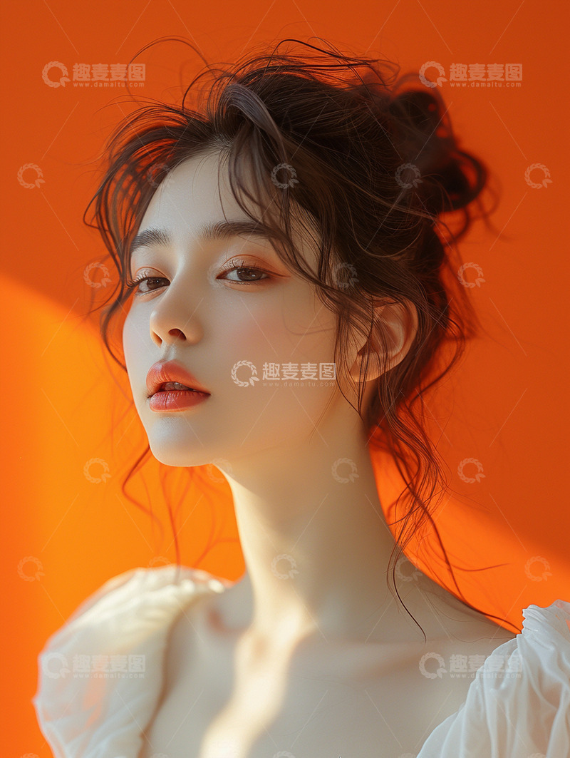 高清大图下载【趣麦麦图】实拍卷发造型模特人物