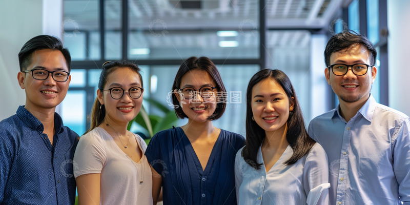 高清大图下载【趣麦麦图】办公室内一群商务伙伴