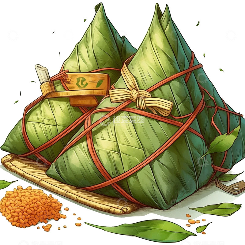 高清大图下载【趣麦麦图】卡通粽叶糯米粽子