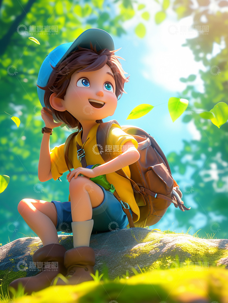 高清大图下载【趣麦麦图】夏令营户外草坪男孩