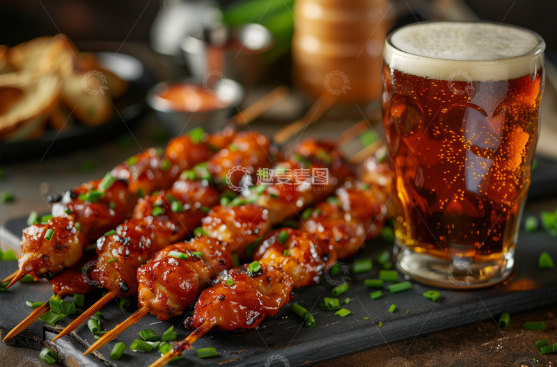高清大图下载【趣麦麦图】夏季烧烤红啤AI摄影图