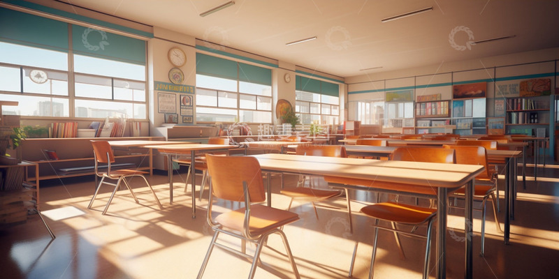 高清大图下载【趣麦麦图】学校教室内建筑场景