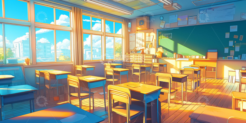 高清大图下载【趣麦麦图】卡通学校教室场景