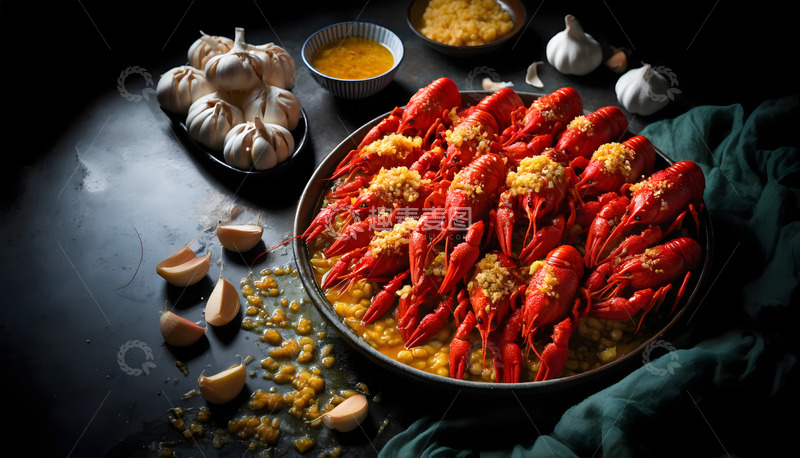 高清大图下载【趣麦麦图】蒜蓉小龙虾AI摄影图