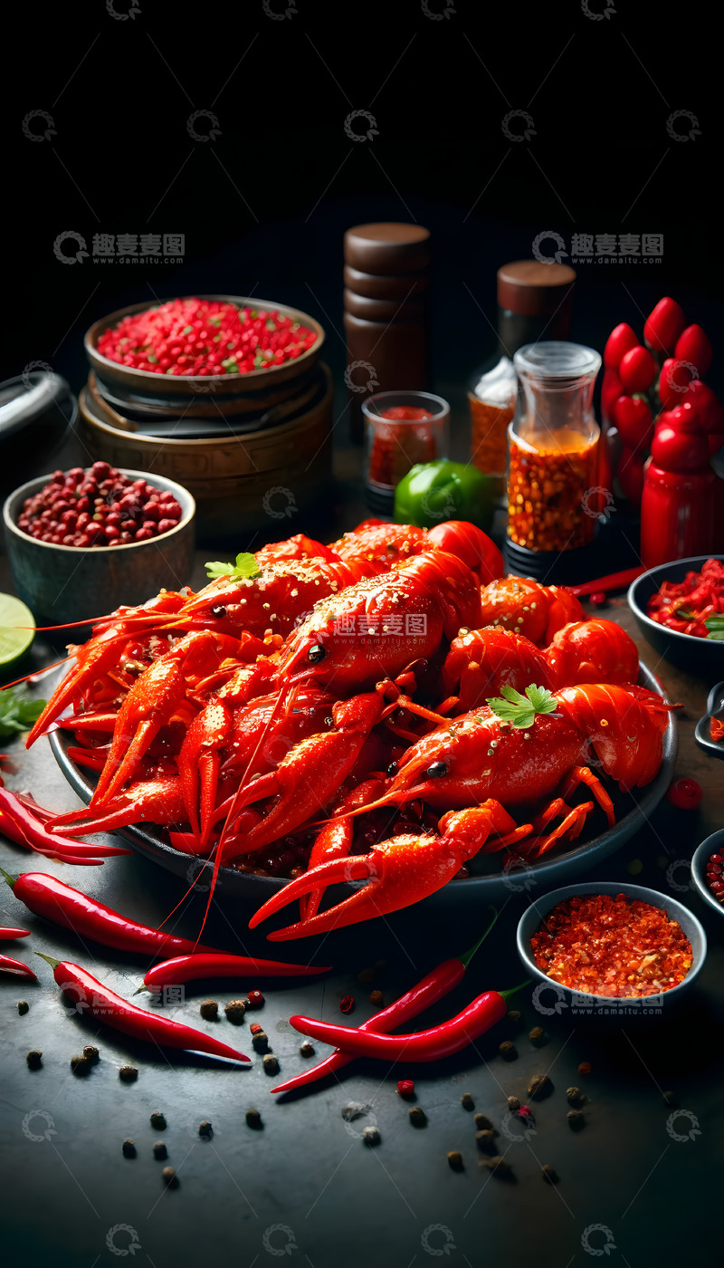 高清大图下载【趣麦麦图】麻辣小龙虾AI摄影图