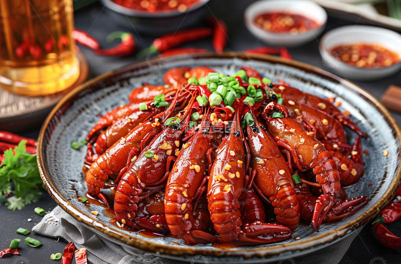 高清大图下载【趣麦麦图】葱花麻辣小龙虾AI摄影图