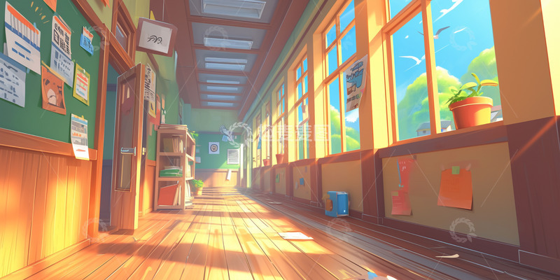 高清大图下载【趣麦麦图】学校教室走廊
