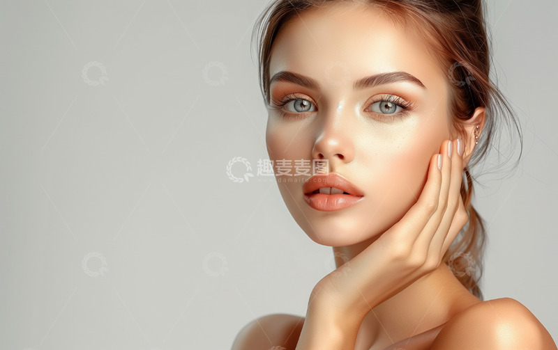 高清大图下载【趣麦麦图】女人半身半侧脸模特面部摄影