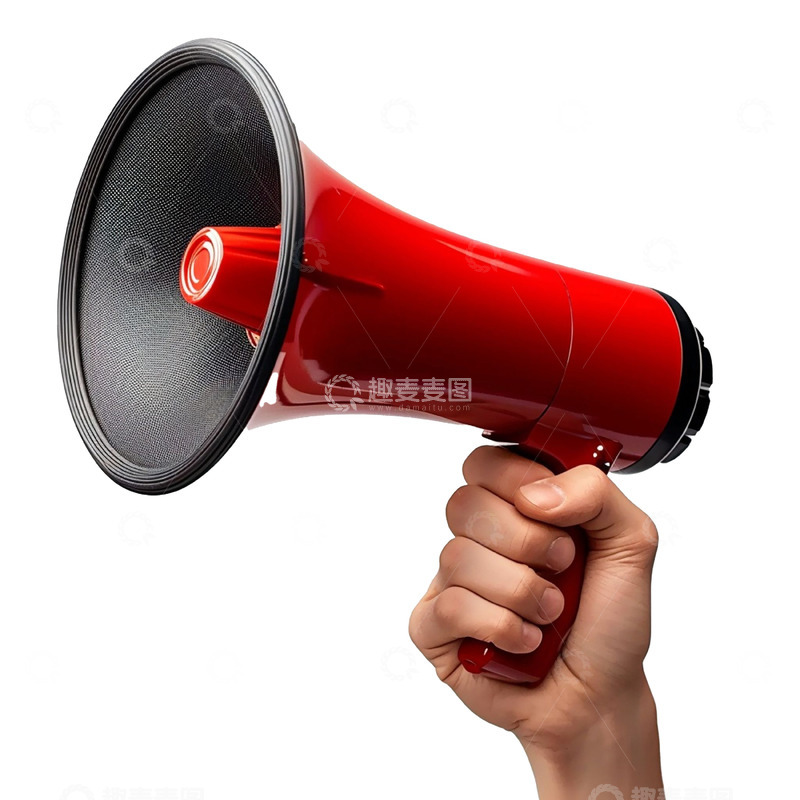 高清大图下载【趣麦麦图】手拿红色立体喇叭