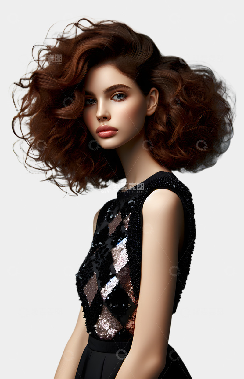 高清大图下载【趣麦麦图】美发行业发型模特AI摄影图