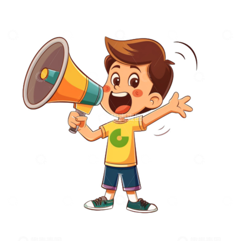 高清大图下载【趣麦麦图】卡通喇叭男孩