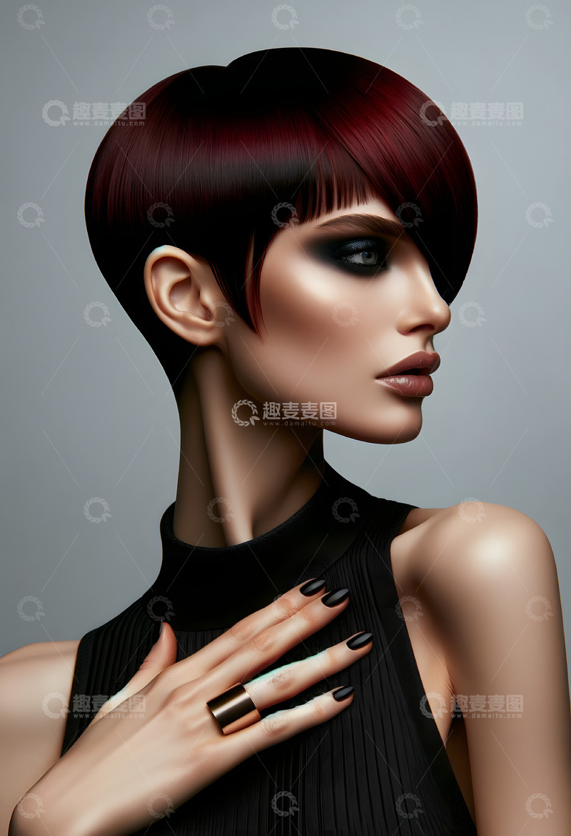 高清大图下载【趣麦麦图】女款时尚前卫发型模特摄影图