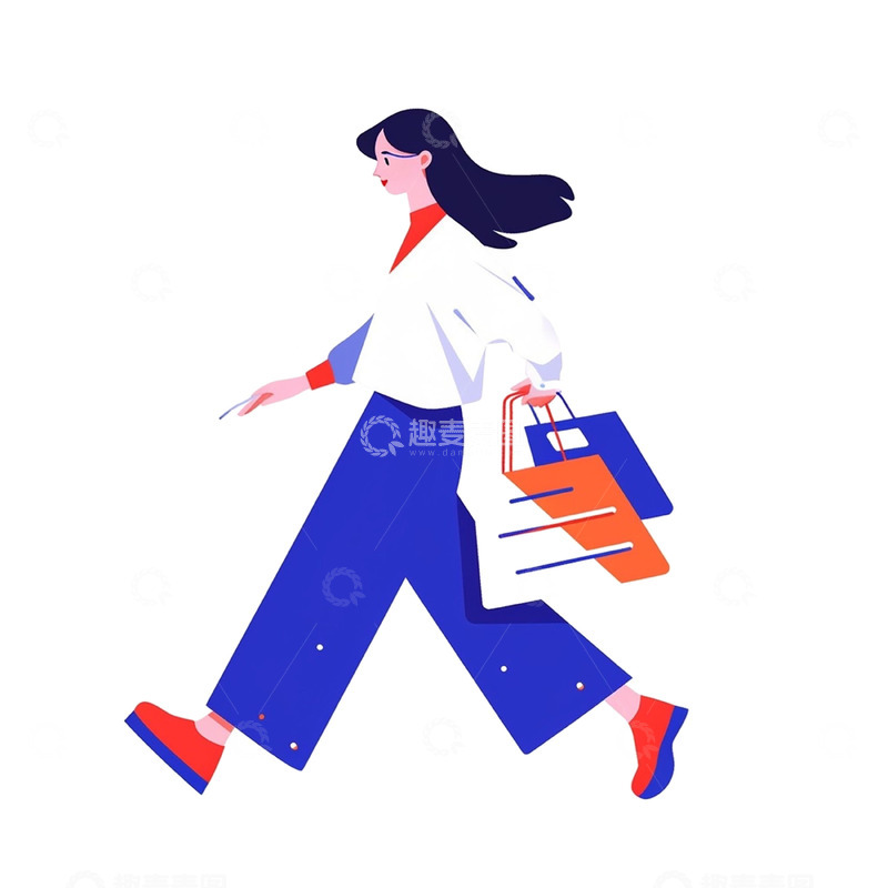 高清大图下载【趣麦麦图】卡通购物女性