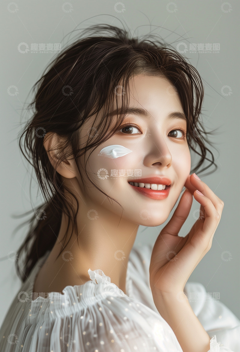 高清大图下载【趣麦麦图】清新美容护肤面容模特摄影图