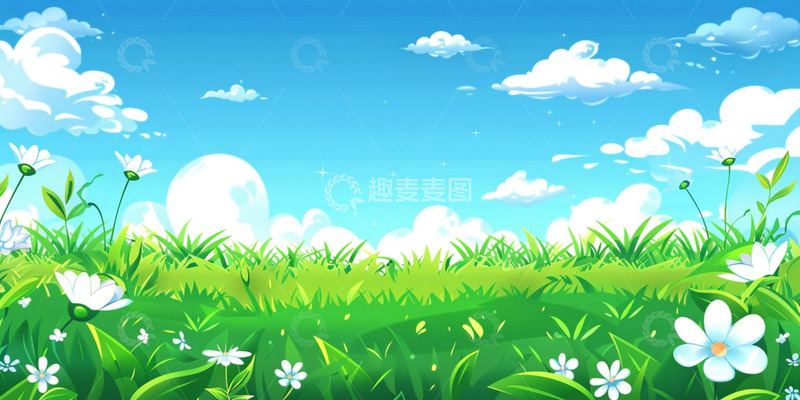 高清大图下载【趣麦麦图】卡通清新草坪背景