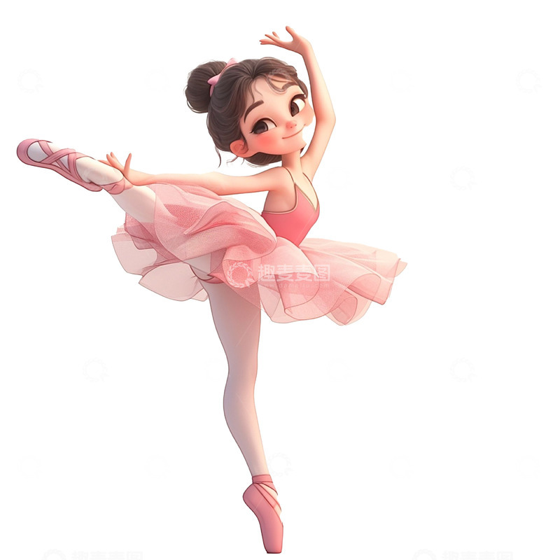 高清大图下载【趣麦麦图】卡通粉色芭蕾女孩
