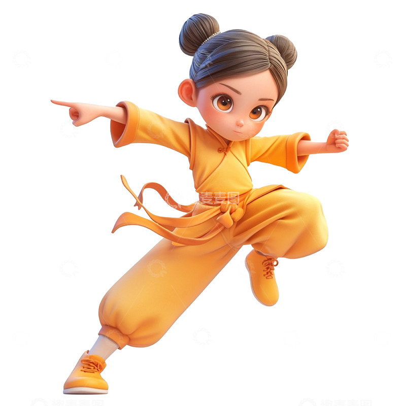 高清大图下载【趣麦麦图】卡通可爱练武术的女孩