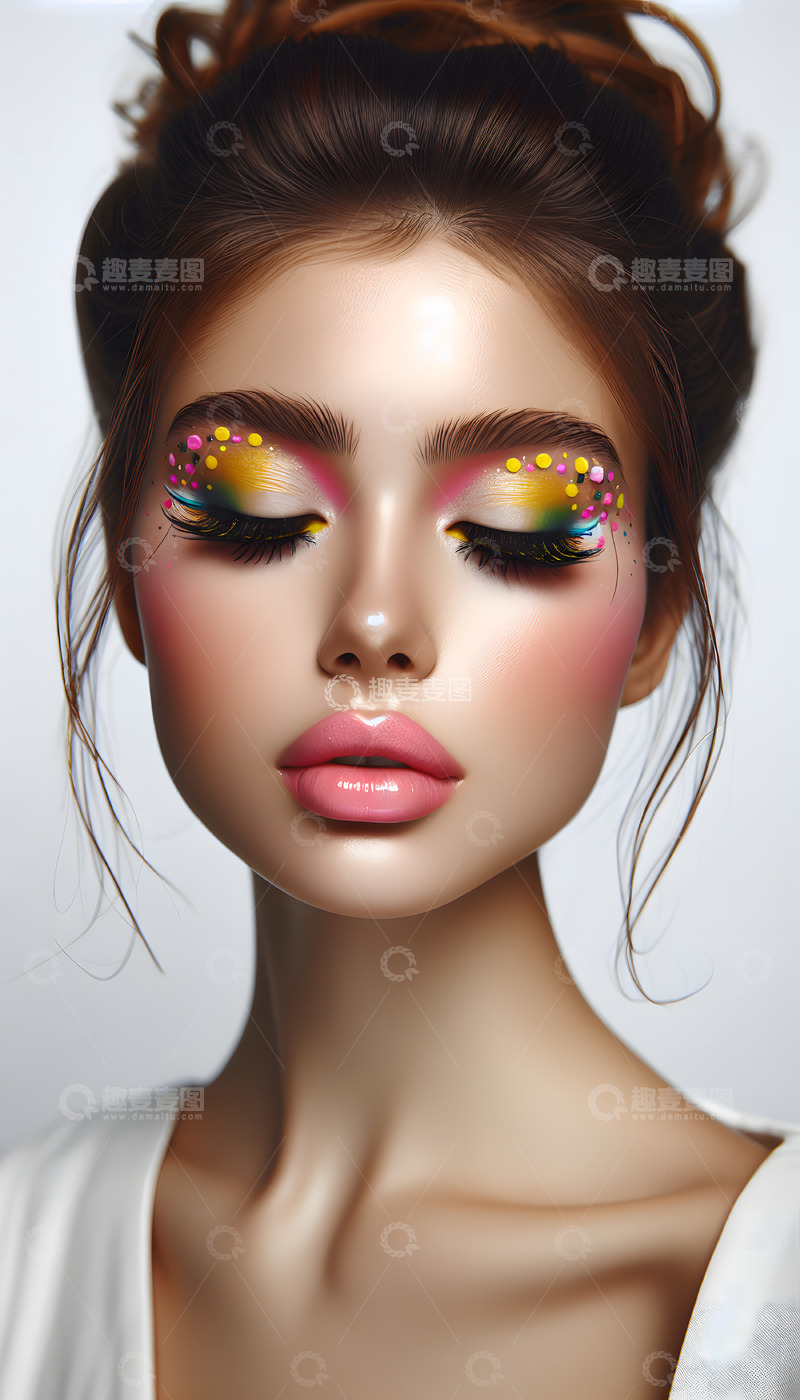 高清大图下载【趣麦麦图】彩妆化妆模特AI摄影图