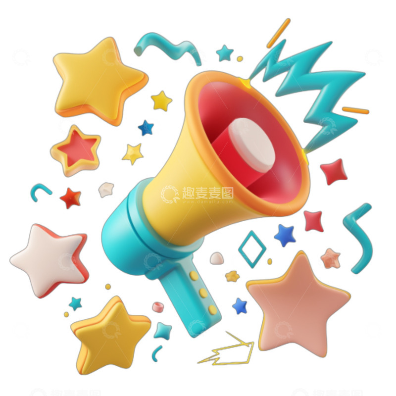 高清大图下载【趣麦麦图】卡通立体彩色喇叭