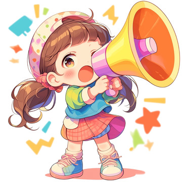 卡通可爱喇叭女孩