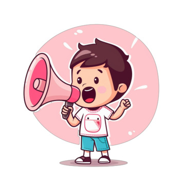 卡通手拿喇叭的男孩