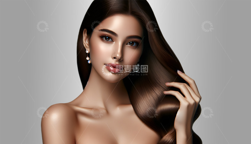 高清大图下载【趣麦麦图】丝滑润顺的发型模特美发人物AI摄影图