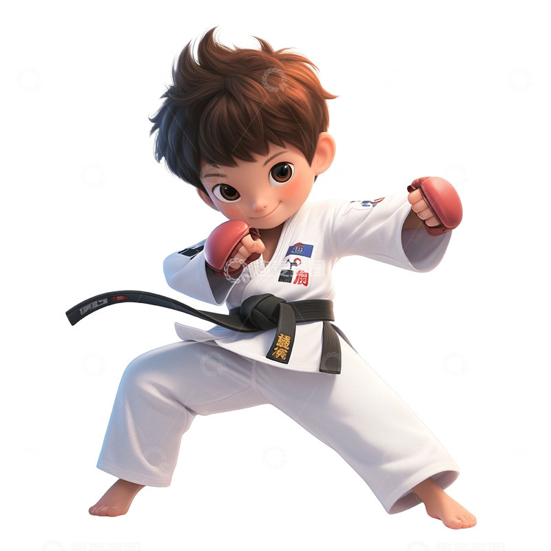 高清大图下载【趣麦麦图】白色衣服拳击男孩
