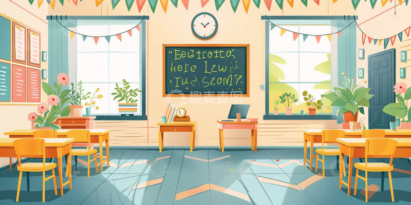 高清大图下载【趣麦麦图】卡通教室背景