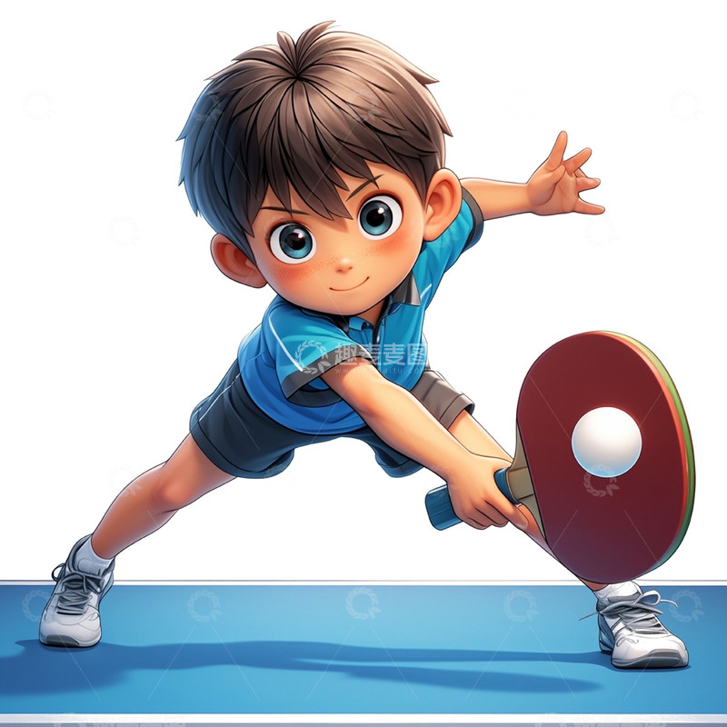 高清大图下载【趣麦麦图】打乒乓球的男孩人物