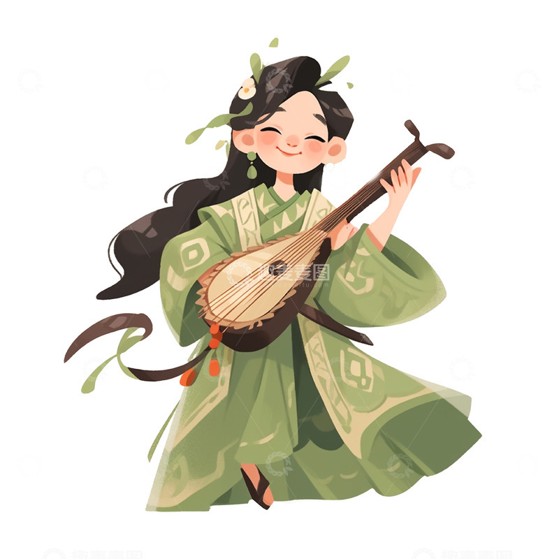 高清大图下载【趣麦麦图】卡通可爱绿色女孩