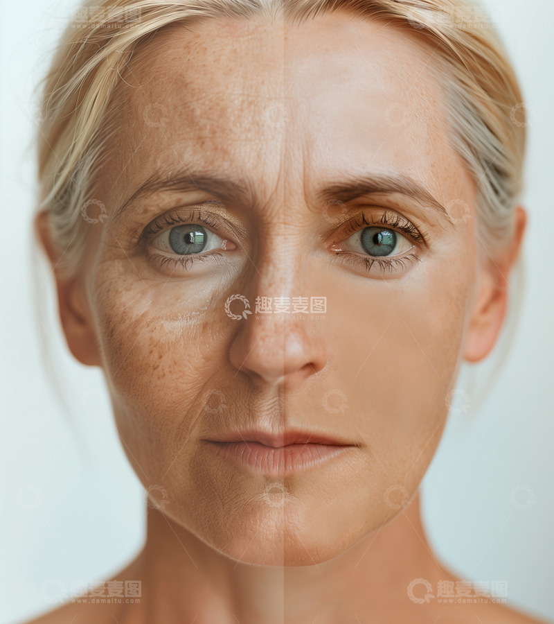 高清大图下载【趣麦麦图】美容效果对比模特摄影图