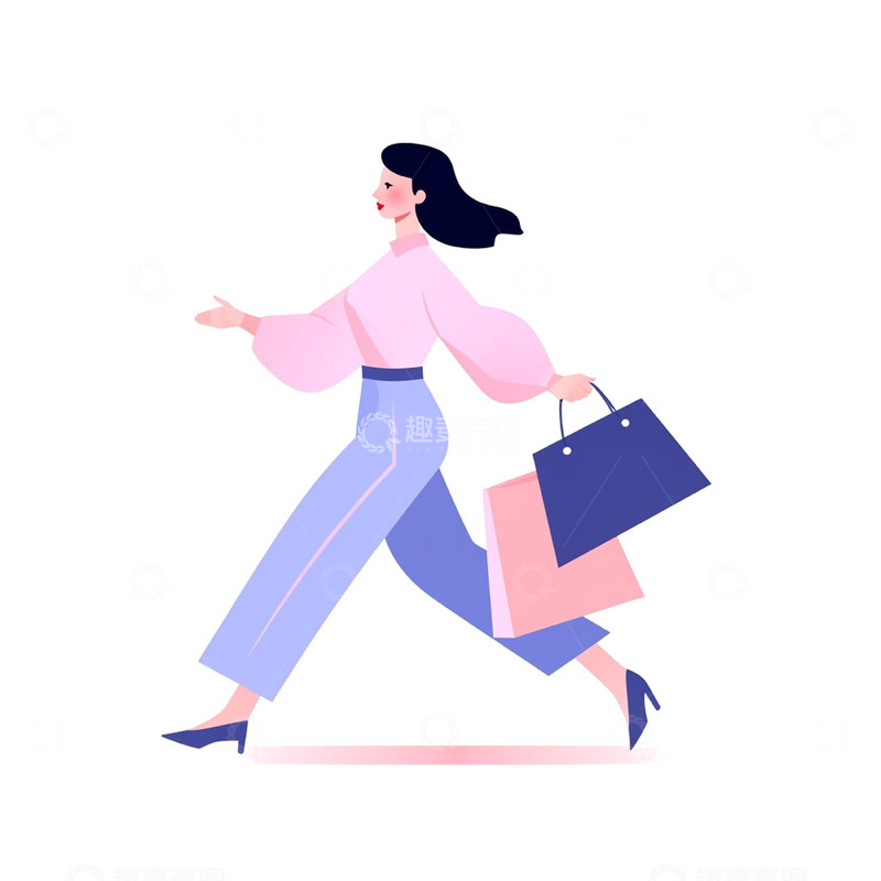 高清大图下载【趣麦麦图】卡通扁平购物人物