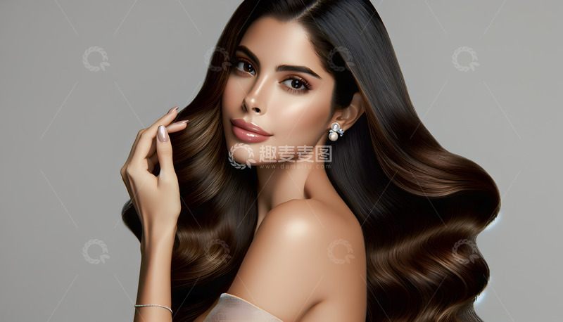 高清大图下载【趣麦麦图】-发型模特侧身AI摄影图