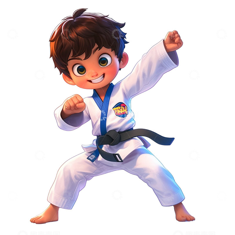 高清大图下载【趣麦麦图】卡通白色衣服拳击人物