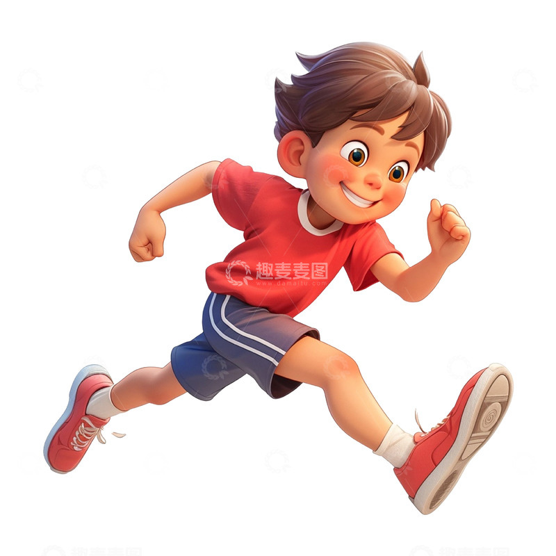 高清大图下载【趣麦麦图】卡通跑步运动男孩